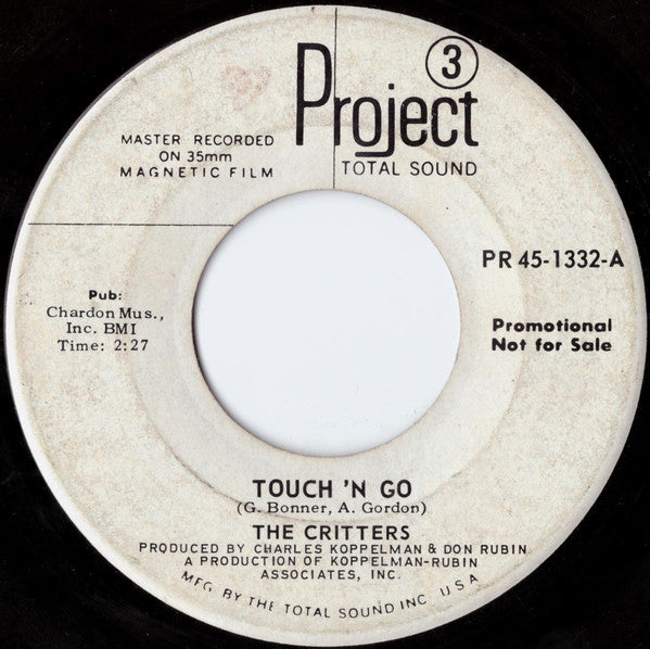 The Critters : Touch 'N Go / Younger Generation (7", Single, Promo)