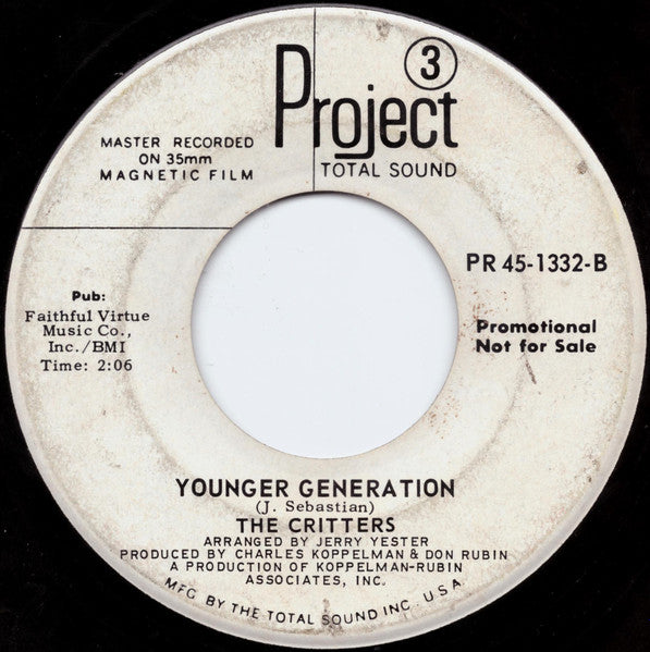 The Critters : Touch 'N Go / Younger Generation (7", Single, Promo)
