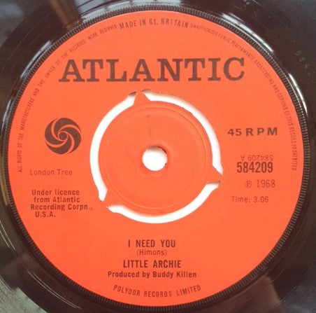 Little Archie : I Need You (7", Single)