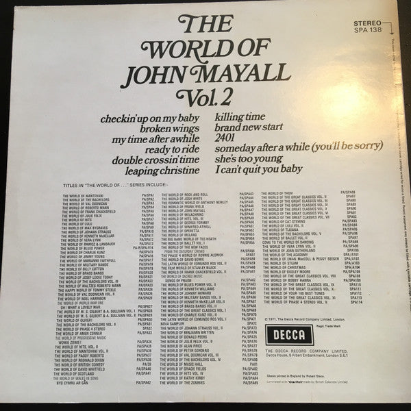 John Mayall : The World Of John Mayall Vol.2 (LP, Comp)