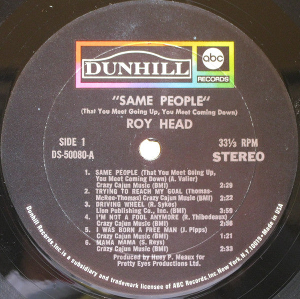 Roy Head : Same People (That You Meet Going Up, You Meet Coming Down) (LP, Album, MR)