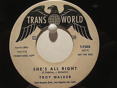 Troy Walker : She's All Right (7", Single, Promo)