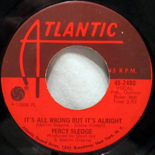 Percy Sledge : Take Time To Know Her / It's All Wrong But It's Alright (7", Single, Pla)
