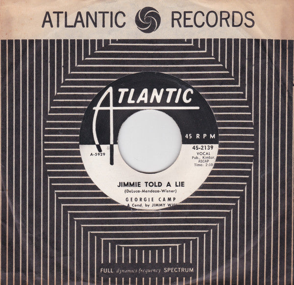 Georgie Camp : Jimmie Told A Lie / Someone's In The Kitchen (With Dinah) (7", Single, Promo)