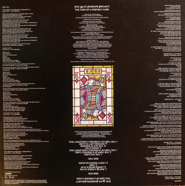 The Alan Parsons Project : The Turn Of A Friendly Card (LP, Album)