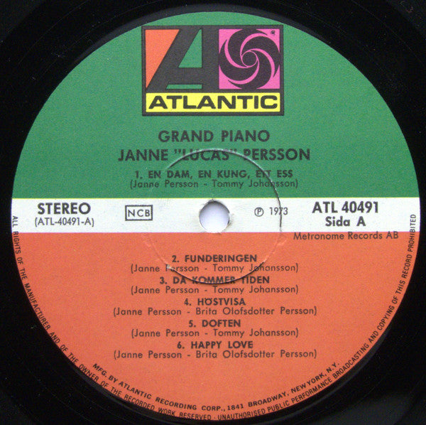 Jan Persson : Grand Piano (LP, Album)