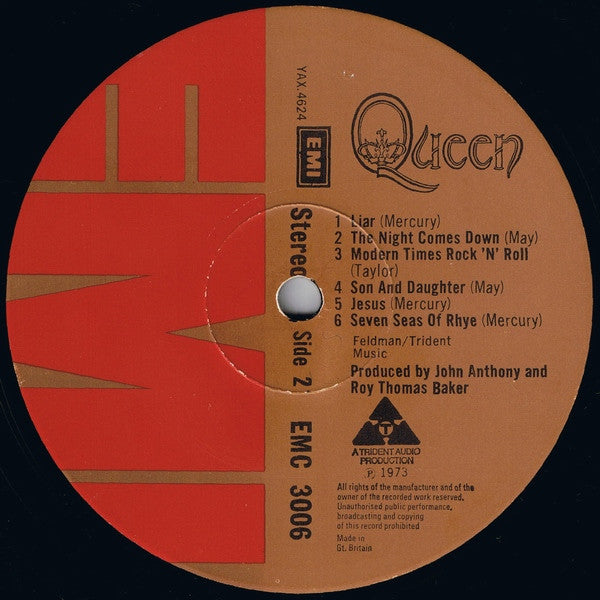 Queen : Queen (LP, Album, EMI)