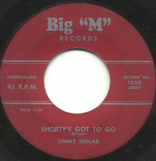 James Sedlar : Shorty's Got To Go / Understanding (7")