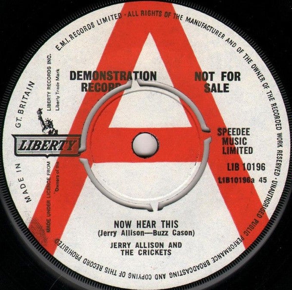Jerry Allison And The Crickets (2) : Now Hear This / Everybody's Got A Little Problem (7", Promo)