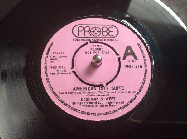 Cashman & West : American City Suite (7", Single, Promo)