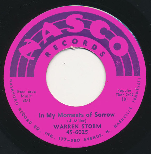 Warren Storm : Troubles, Troubles / In My Moments Of Sorrow (7", Single)