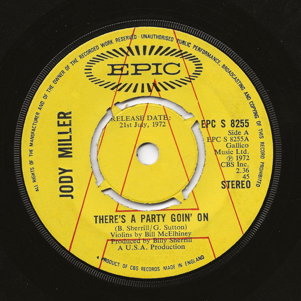 Jody Miller : There's A Party Goin' On (7", Single, Promo)