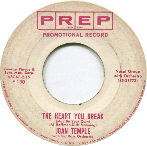 Joan Temple : The Heart You Break (7", Promo)