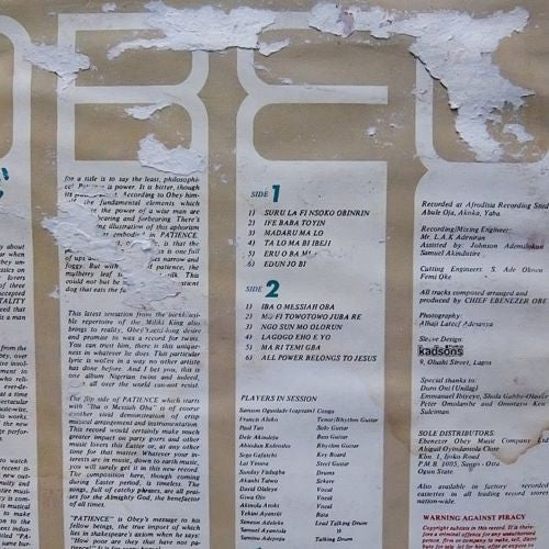 Chief Commander Ebenezer Obey & His Inter-Reformers Band : Patience (LP)