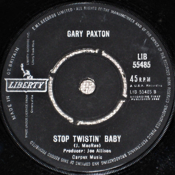 Gary Paxton : Stop Twistin' Baby (7", Single, Mono)