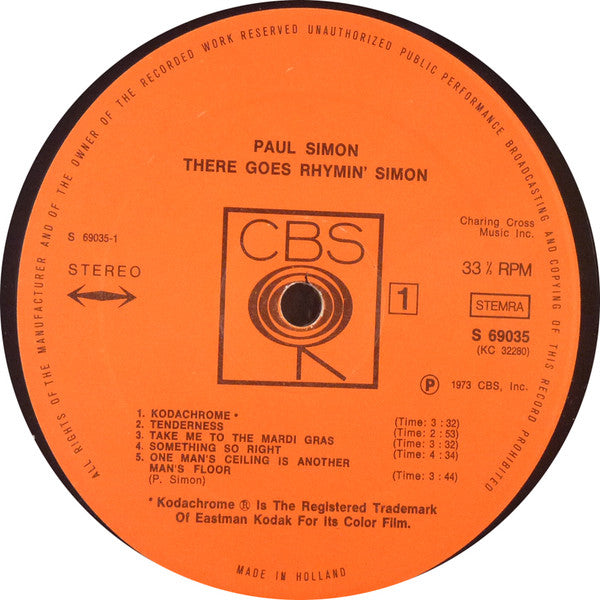 Paul Simon : There Goes Rhymin' Simon  (LP, Album, Gat)