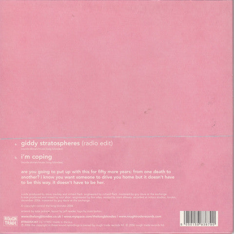 The Long Blondes : Giddy Stratospheres (7", Single)