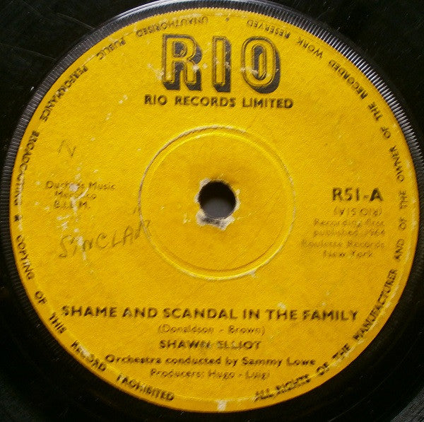 Shawn Elliott : Shame And Scandal In The Family / My Girl (7", Sol)
