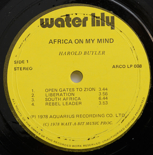 Harold Butler : Africa On My Mind (LP, Album, RE)