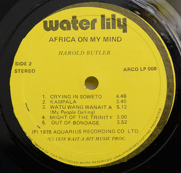 Harold Butler : Africa On My Mind (LP, Album, RE)