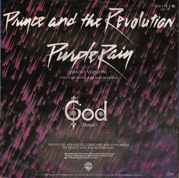 Prince And The Revolution : Purple Rain (7", Single)