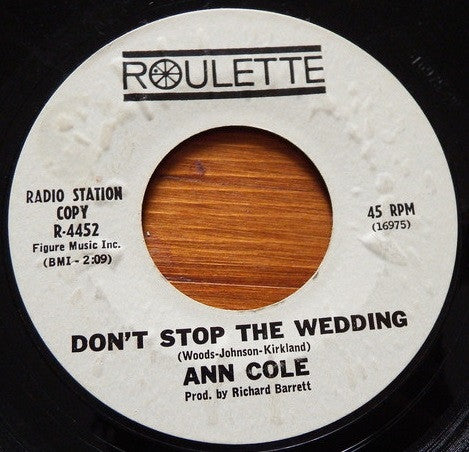 Ann Cole : Don't Stop The Wedding (7", Promo)