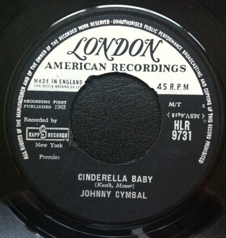 Johnny Cymbal : Teenage Heaven / Cinderella Baby (7", Single)