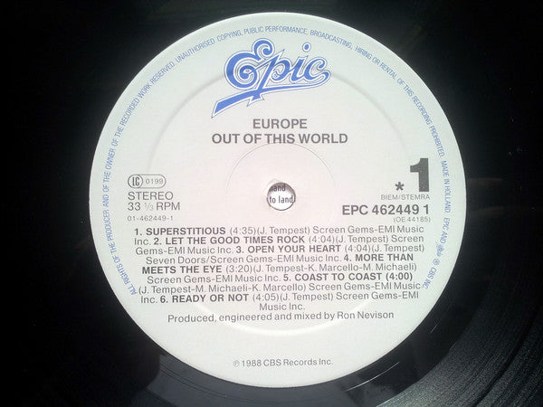 Europe (2) : Out Of This World (LP, Album)
