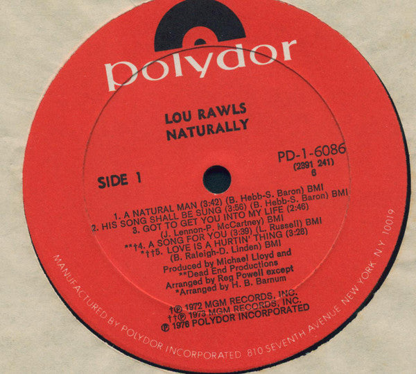 Lou Rawls : Naturally (LP, Comp, All)