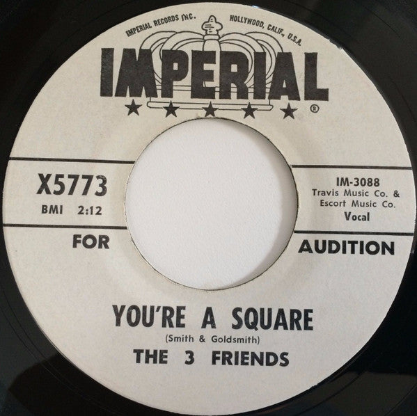 The 3 Friends : Go On To School / You're A Square (7", Promo)