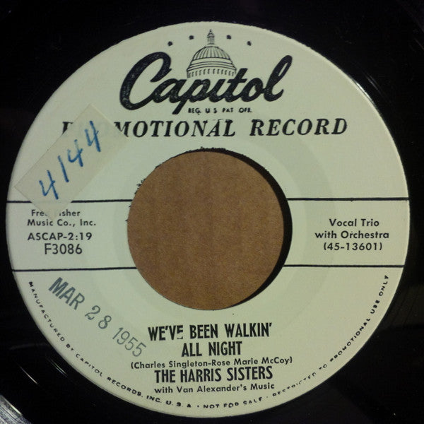 The Harris Sisters with Van Alexander And His Orchestra : Kissin' Bug / We've Been Walkin' All Night (7", Single, Promo)