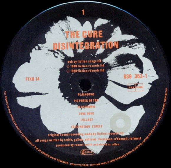 The Cure : Disintegration (LP, Album, Smo)