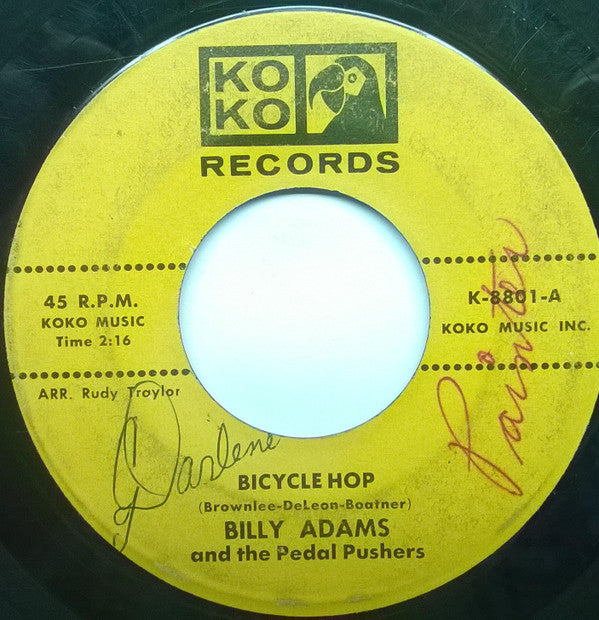 Billy Adams (3) and The Pedal Pushers : Bicycle Hop (7", Single)