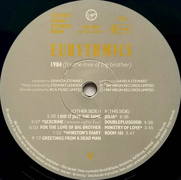 Eurythmics : 1984 (For The Love Of Big Brother) (LP, Album)