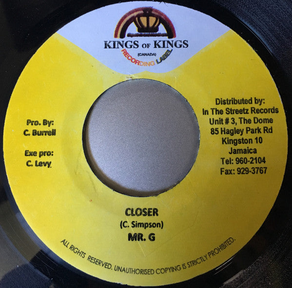 Mr. G (2) / Lukie D : Closer / Super Model (7", Single)