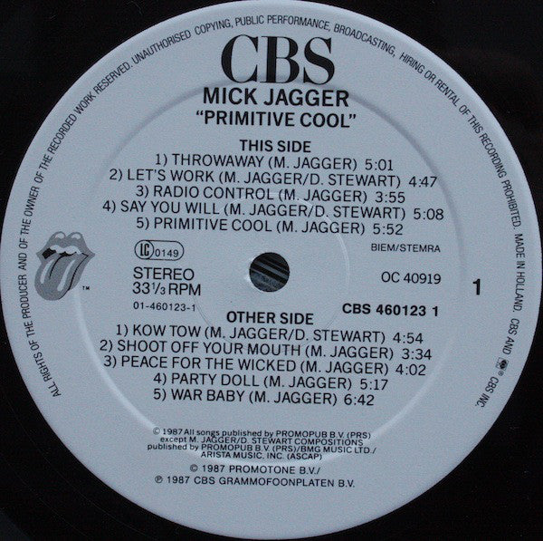 Mick Jagger : Primitive Cool (LP, Album)