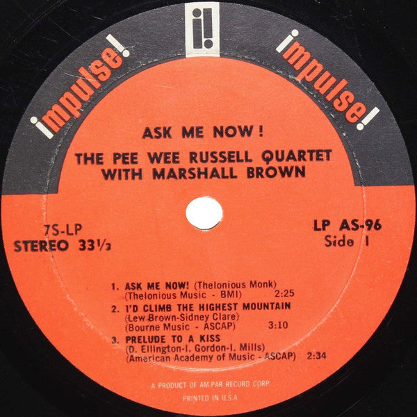 Pee Wee Russell Quartet with Marshall Brown : Ask Me Now! (7", Jukebox)