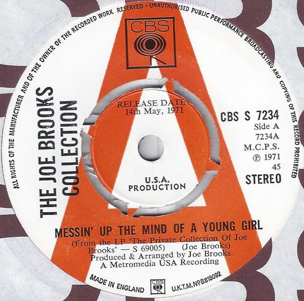 Joseph Brooks : Messin' Up The Mind Of A Young Girl (7", Single, Promo)