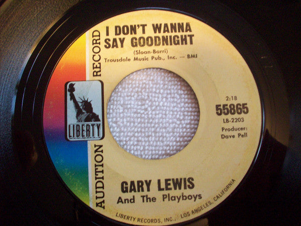 Gary Lewis & The Playboys : Sure Gonna' Miss Her / I Don't Wanna Say Goodnight (7", Single, Promo, Styrene, Mon)